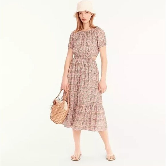 $248 NWT J. CREW Liberty of London Giorgia Duke Print Midi Dress 2 Mosaic Floral - Picture 1 of 8